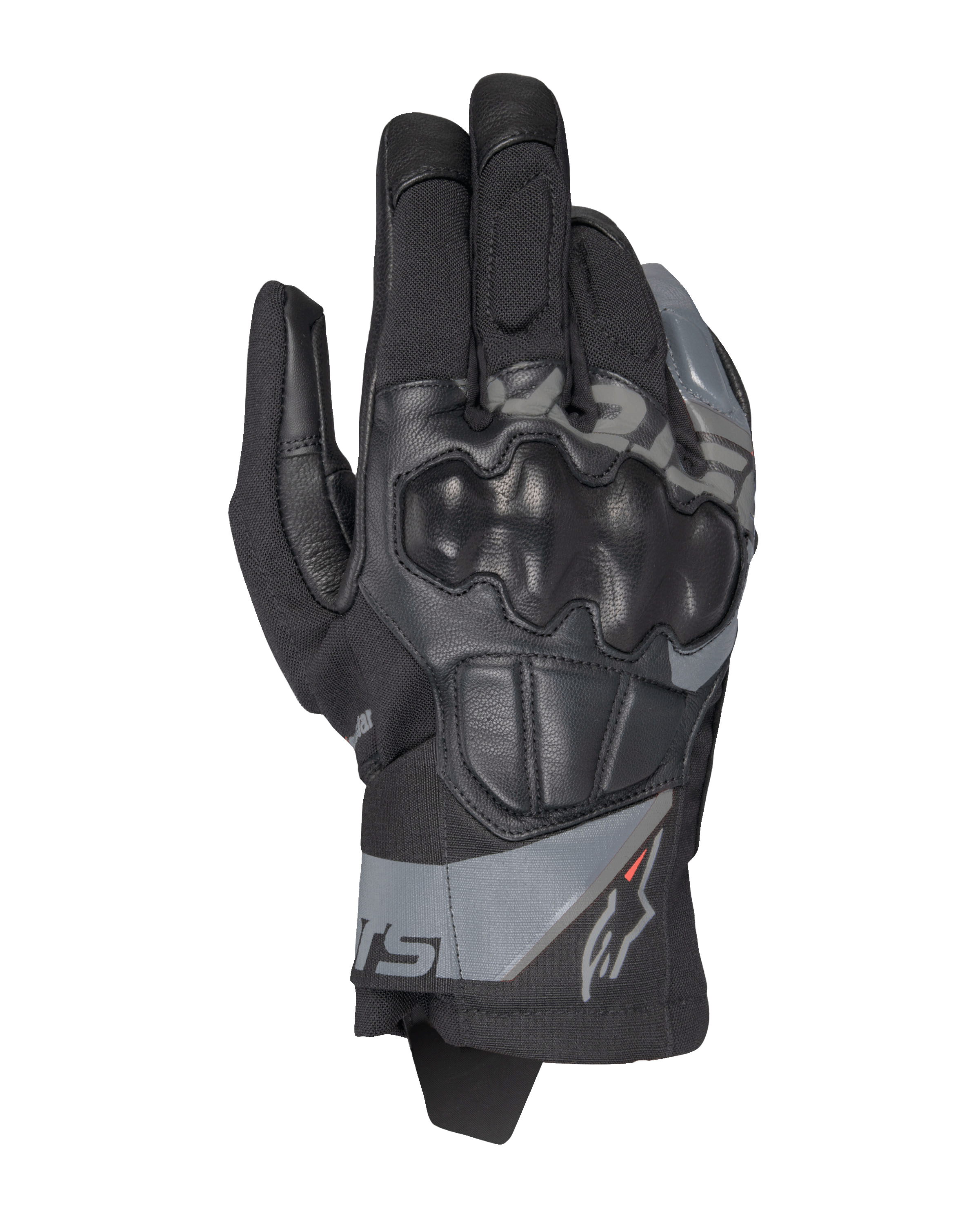 Alpinestars Corozal V3 Drystar motorhandschoenen, adventure motorhandschoenen, zwart met grijze accenten, harde knokkelbescherming, gemengde textiel- en leerconstructie, waterdichte Drystar® technologie