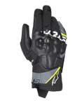 Alpinestars Corozal V3 Drystar motorhandschoenen, adventure motorhandschoenen, zwart met diepgrijze en fluorgele accenten, constructie van leer en textiel met gegoten knokkelbescherming, kort manchet, waterdicht en ademend voor alle weersomstandigheden