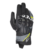 Alpinestars Corozal V3 Drystar motorhandschoenen, adventure motorhandschoenen, zwart met diepgrijze en fluorgele accenten, constructie van leer en textiel met gegoten knokkelbescherming, kort manchet, waterdicht en ademend voor alle weersomstandigheden