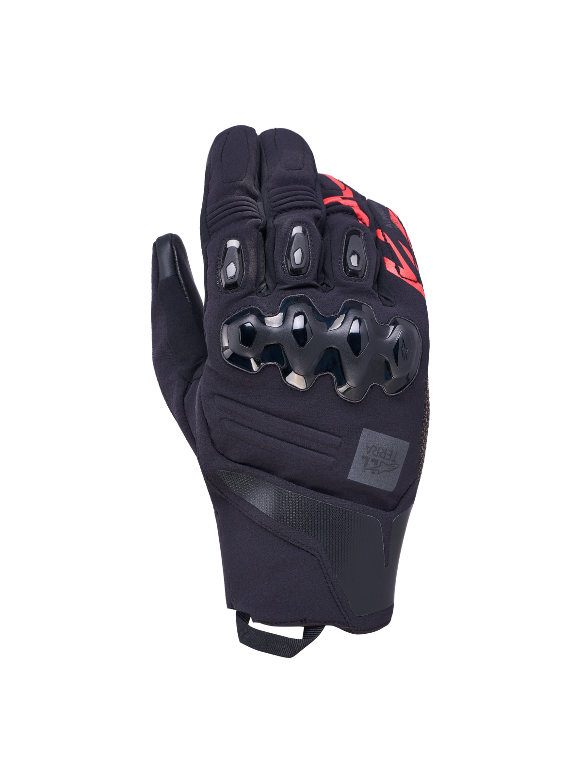 Alpinestars Harok Pro Drystar Handschoenen, all-terrain avontuurlijke motorhandschoenen, zwart en rood, ergonomische knokkelbescherming