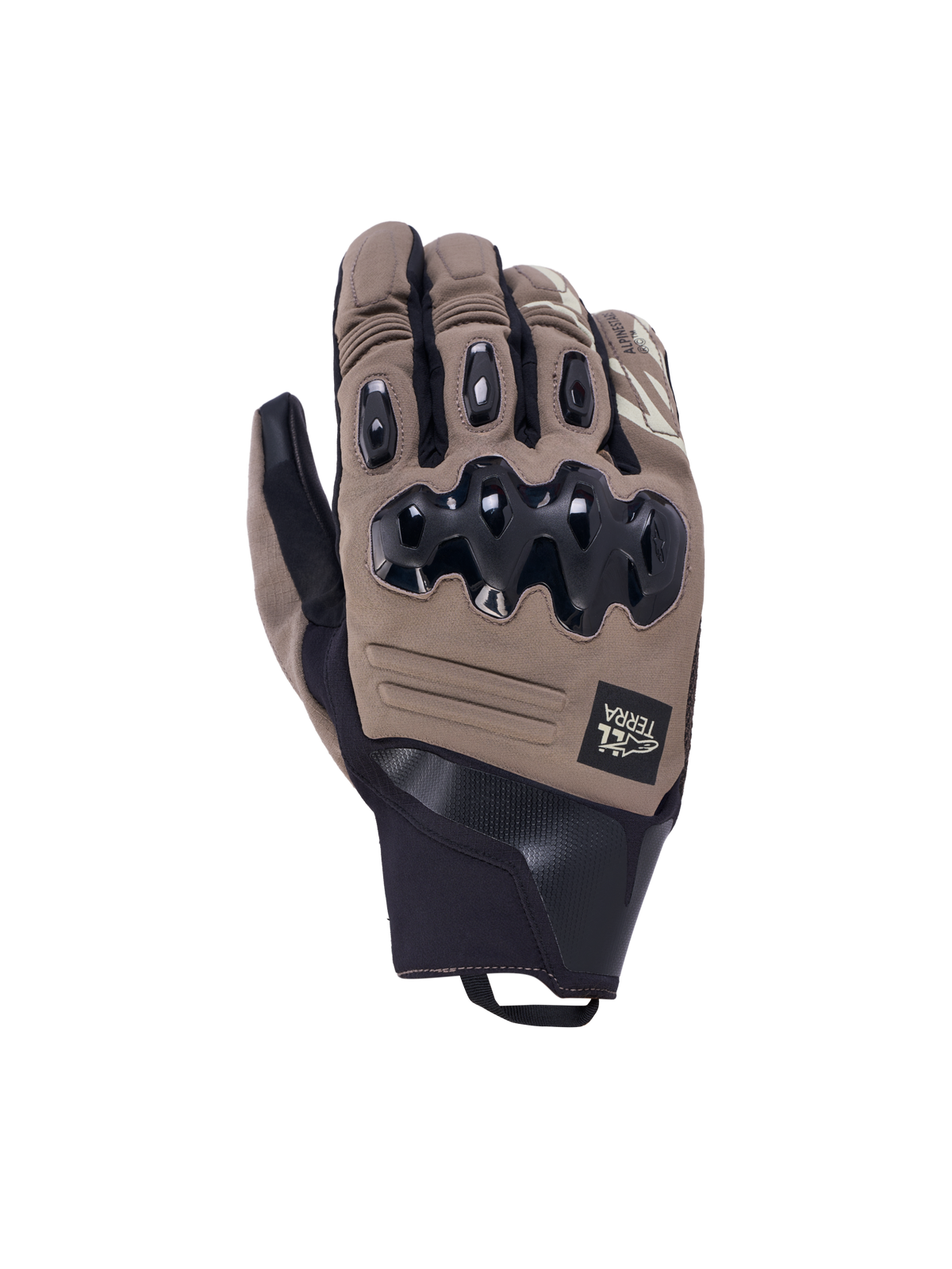 Alpinestars Harok Pro Drystar motorhandschoenen, avontuurlijke motorhandschoenen, walnootbruin en zwart, waterdicht, CE-gecertificeerd met dubbele dichtheid knokkelbescherming