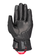 Alpinestars Crestone GORE-TEX geïsoleerde handschoenen, motorhandschoenen, zwart, palmzicht met leren constructie en versterkte impactvulling, kort manchet met Alpinestars Adventure Tech-logo en een felrode webbing treklus