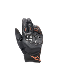 Alpinestars SMX-1 Drystar motorhandschoenen, heren, waterdicht, zwart en rood fluo, met carbon knokkelbescherming.