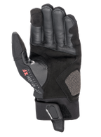 Alpinestars Hyde XT Drystar® XF handschoenen, motorhandschoenen, zwart, handpalm met versterkt synthetisch suède en leertextuur, Drystar XF Extra Flow-logo op de duim, middellange manchet met stevige polsband, adventure touring-ontwerp