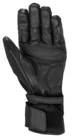 Alpinestars Range 2 In One GORE-TEX handschoen met Goregrip Tech, motorhandschoen, zwart, handpalmaanzicht met geitenleren constructie, versterkte gripzones en lange manchet met klittenbandsluiting voor een stevige pasvorm.