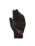 Alpinestars S-Max Drystar® handschoenen, zwarte en fluorescerend rode waterdichte motorhandschoenen met knokkelbescherming.