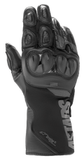 Alpinestars SP-365 Drystar® motorhandschoenen, zwart antraciet, waterdichte leer- en softshell-constructie, voorzien van harde SP-knokkelbescherming, geventileerde vingerkussentjes en lange manchet met Astars-branding