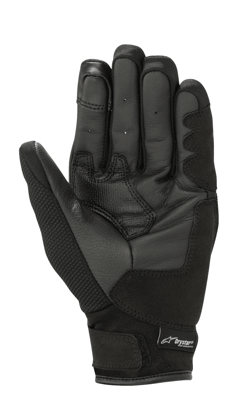 Alpinestars Stella S-Max Drystar dameshandschoenen, zwart, handpalmweergave met leren gripversterkingen, stretch mesh-stof, klittenbandsluiting en Drystar-branding, waterdichte sportieve motoruitrusting