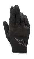 Alpinestars S-Max dameshandschoenen, motorhandschoenen, zwart antraciet, kort manchetontwerp met een constructie van leer en stretch mesh, voorzien van harde knokkelbescherming en een grijs Alpinestars-logo op de pols, waterdichte beschermende motorkleding voor op de weg
