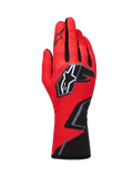 Alpinestars Tech-1 K Race V2 Handschoenen Graphic 1, kartinghandschoenen, rood met zwarte en witte accenten, met een opvallend sterlogo en geometrisch zigzagontwerp op de pols, lichtgewicht textielconstructie voor motorsport