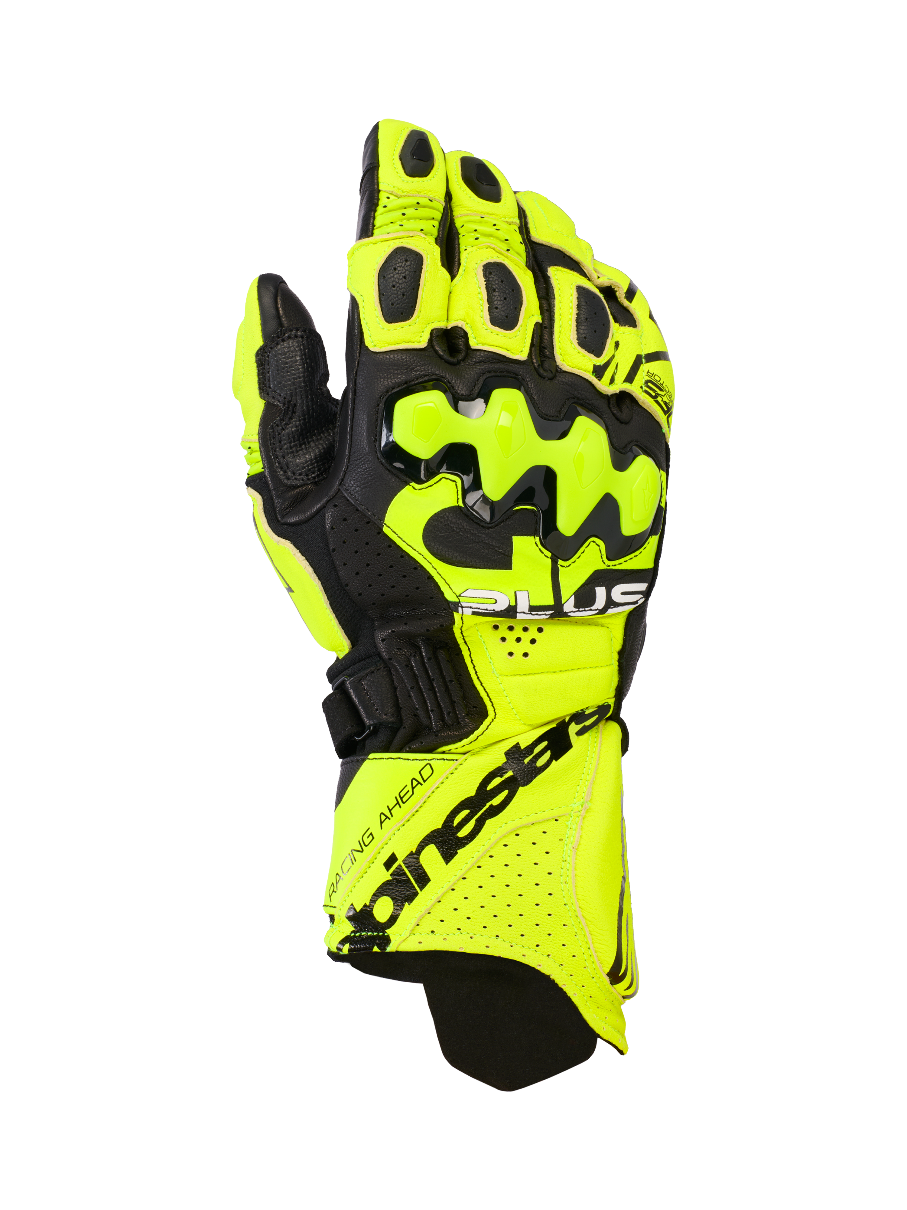 Alpinestars GP Plus R V3 leren handschoenen, motorracinghandschoenen, geel fluo en zwart, voorzien van harde knokkelbeschermers, geperforeerde ventilatiezones en een stevige manchetsluiting met opvallende merkdetails
