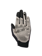 Alpinestars Sim Gloves Graphic 1, SIM-racehandschoenen, palmaanzicht in lichtgrijs en zwart, voorzien van Nanofront-stof met een getextureerd 3D-grippatroon, touchscreen-compatibele vingertoppen en ademend geperforeerd ontwerp.