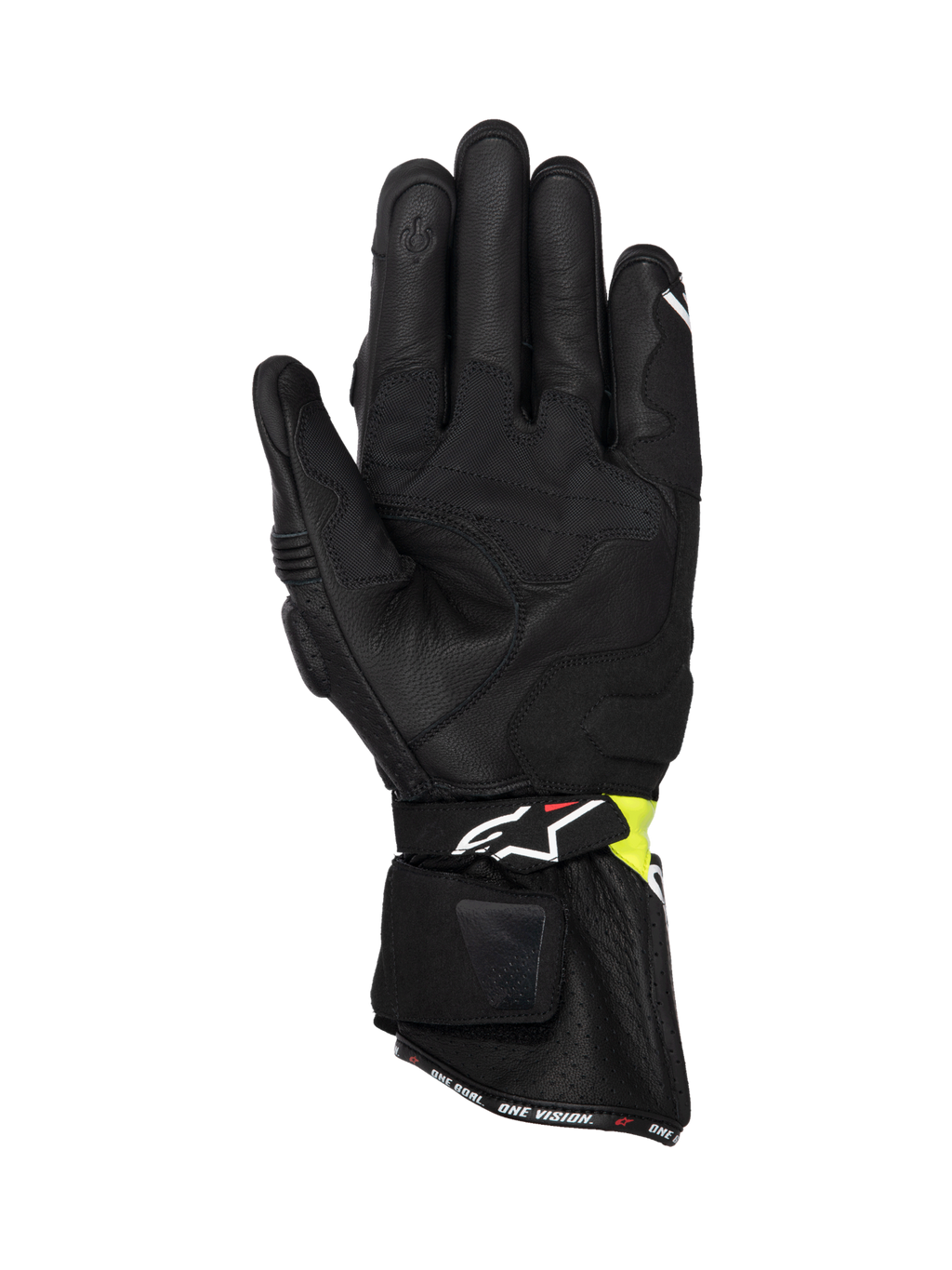 Alpinestars SP-3 handschoenen voor heren, motorracing, zwart en geel fluo, premium leer, lange manchet, CE-gecertificeerd