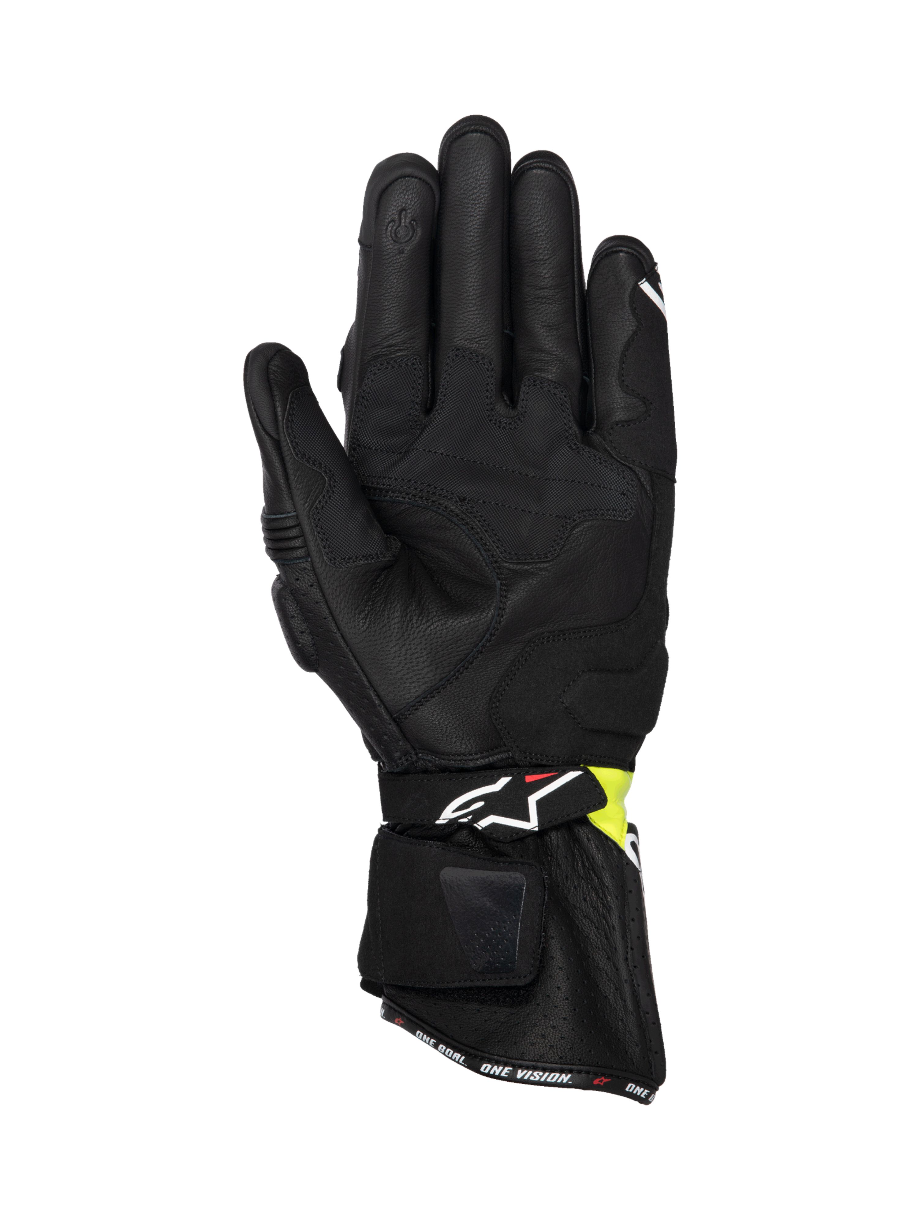 Alpinestars SP-3 handschoenen voor heren, motorracing, zwart en geel fluo, premium leer, lange manchet, CE-gecertificeerd