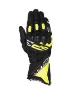 Alpinestars SP-3 handschoenen, racing motorhandschoenen voor heren, zwart en fluo geel leer met CE-gecertificeerde knokkelbescherming, lange manchet en voorgevormde constructie.
