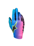 Alpinestars Sim Gloves Graphic 2, SIM racehandschoenen, kleurverloop van cyaan naar paars en roze, zwart sterlogo met felgele rand, geperforeerde handrug voor ventilatie, lichtgewicht gaming-uitrusting
