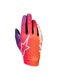 Alpinestars Sim Gloves Graphic 2, sim-racehandschoenen, kleurverloop van neon oranje, paars en wit, met een wit sterlogo, geperforeerde ventilatiedetails en lichtgewicht stretchstof met zwarte mesh-accenten