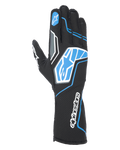 Alpinestars Tech-1 KX V4 handschoenen, karthandschoenen, zwart en blauw, voorzien van dubbellaags ademend mesh, blauwe en witte grafische patronen met Alpinestars-logo, sportief ontwerp voor competitief karten
