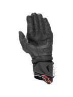 Alpinestars GP Pro R4 handschoenen, motorracinghandschoenen voor heren, zwart leer met kangoeroelederen handpalm, DFS-manchetschuiver en palmslider voor professionele racebescherming.