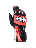 Alpinestars GP Pro R4 handschoenen, race-motorhandschoenen in zwart, rood en wit leer met DFS knokkelbescherming.
