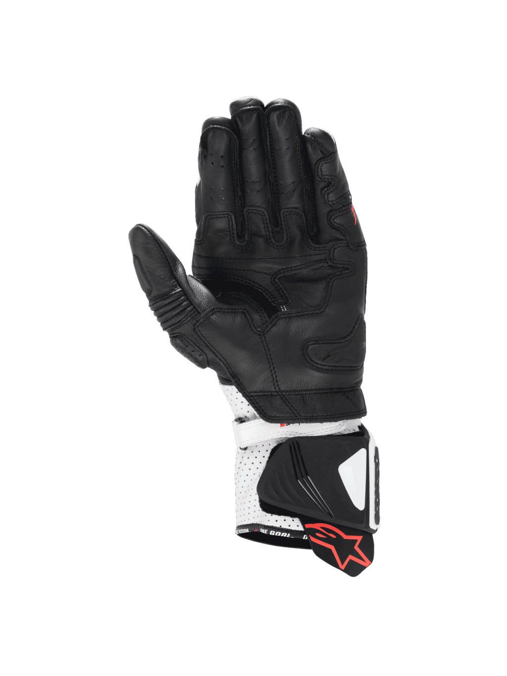 Alpinestars GP Pro R4 motorhandschoenen, motorracing voor heren, zwart en wit leer, kangoeroeleren palm, DFS-manchet