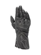 Alpinestars SP-8 V3 Men's Black Leather Motorcycle Racing Gloves, featuring dual density knuckle protection.