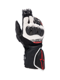 Alpinestars SP-8 V3 Air handschoenen, heren motorracinghandschoenen, zwart en wit met rode accenten en knokkelbescherming.