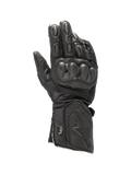 Alpinestars SP-8 HDry handschoenen, zwarte waterdichte lederen motorhandschoenen met knokkelbescherming.