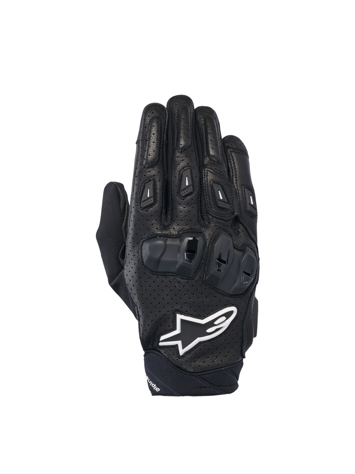 Alpinestars SP X 7 handschoenen, korte herenmotorhandschoenen, zwart en wit, geperforeerd leer met CE-knokkelbescherming.