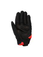 Alpinestars SP X 7 Gloves, Short Sports Motorcycle Gloves, Black with Red Fluo accents, palm view showing perforated leather construction, reinforced palm area, and TPR palm slider.