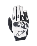 Alpinestars SP X 7 handschoenen, korte sportieve motorhandschoenen, wit en zwart, voorzien van een geperforeerde lederen constructie en TPU-knokkelbescherming met dubbele dichtheid, wit sterlogo, geventileerd ontwerp voor sportieve prestaties in de zomer