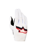Alpinestars Supertech MX handschoenen 2027, heren-motocrosshandschoenen, wit en rood, ademend geperforeerd stretchmateriaal.