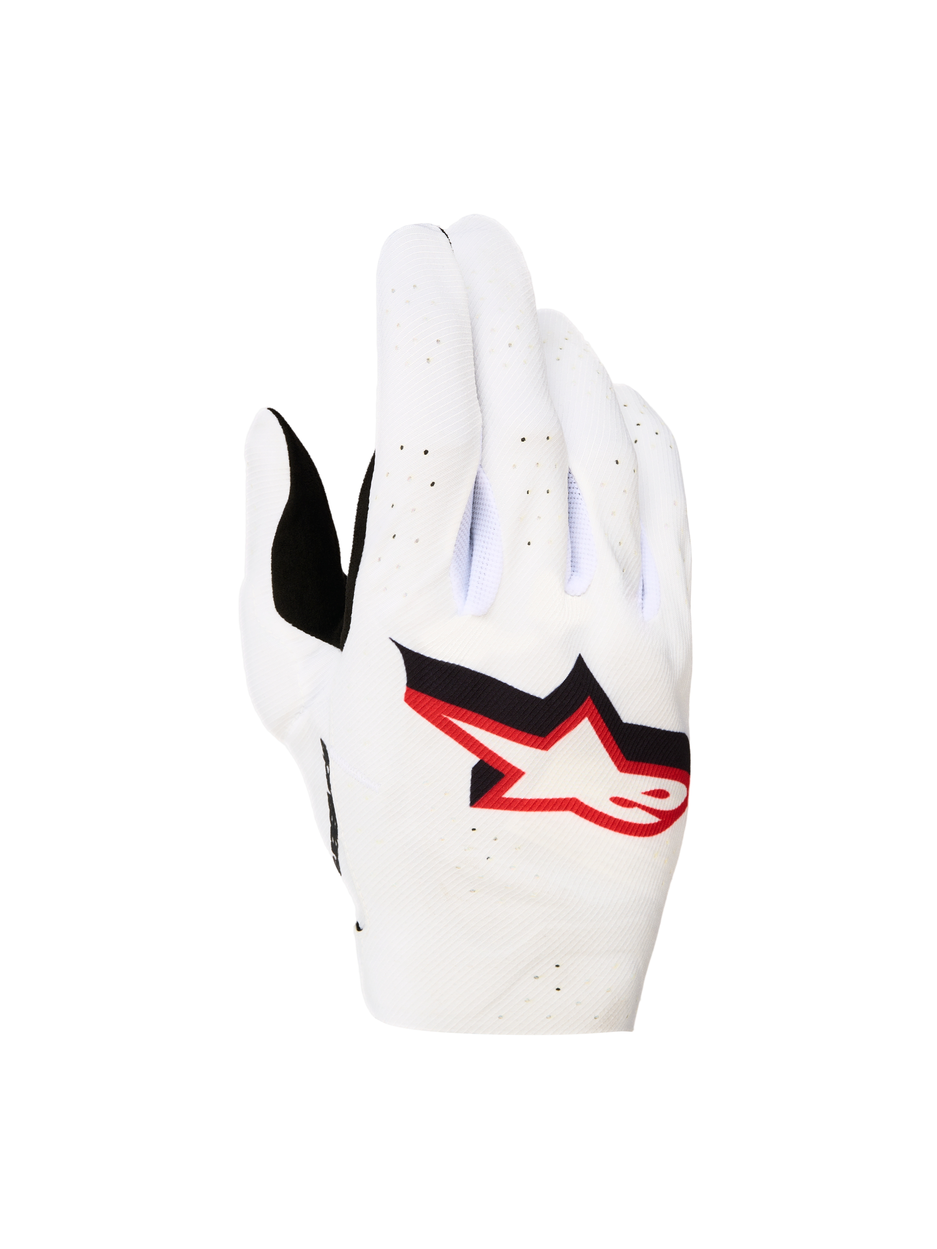 Alpinestars Supertech MX Gloves 2027, Men's Motocross Gloves, White and Fire Red, breathable perforated stretch backhand.
