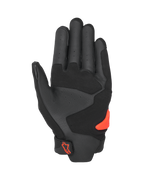 Alpinestars SP X 5 Air-handschoenen, palmzicht, zwart en fluo rood, geperforeerde leren palm met versterkte panelen, felrode TPR-palm slider, rood Alpinestars-logo op de polssluiting, sportieve motorhandschoenen