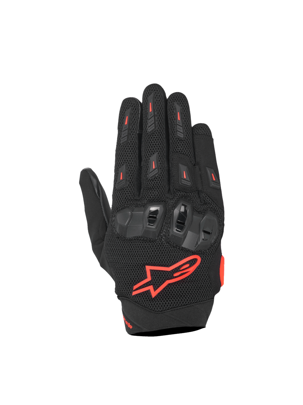 Alpinestars SP X 5 Air Handschoenen, motorracinghandschoenen, zwart en fluo rood, 3D mesh met TPU knokkelbescherming.