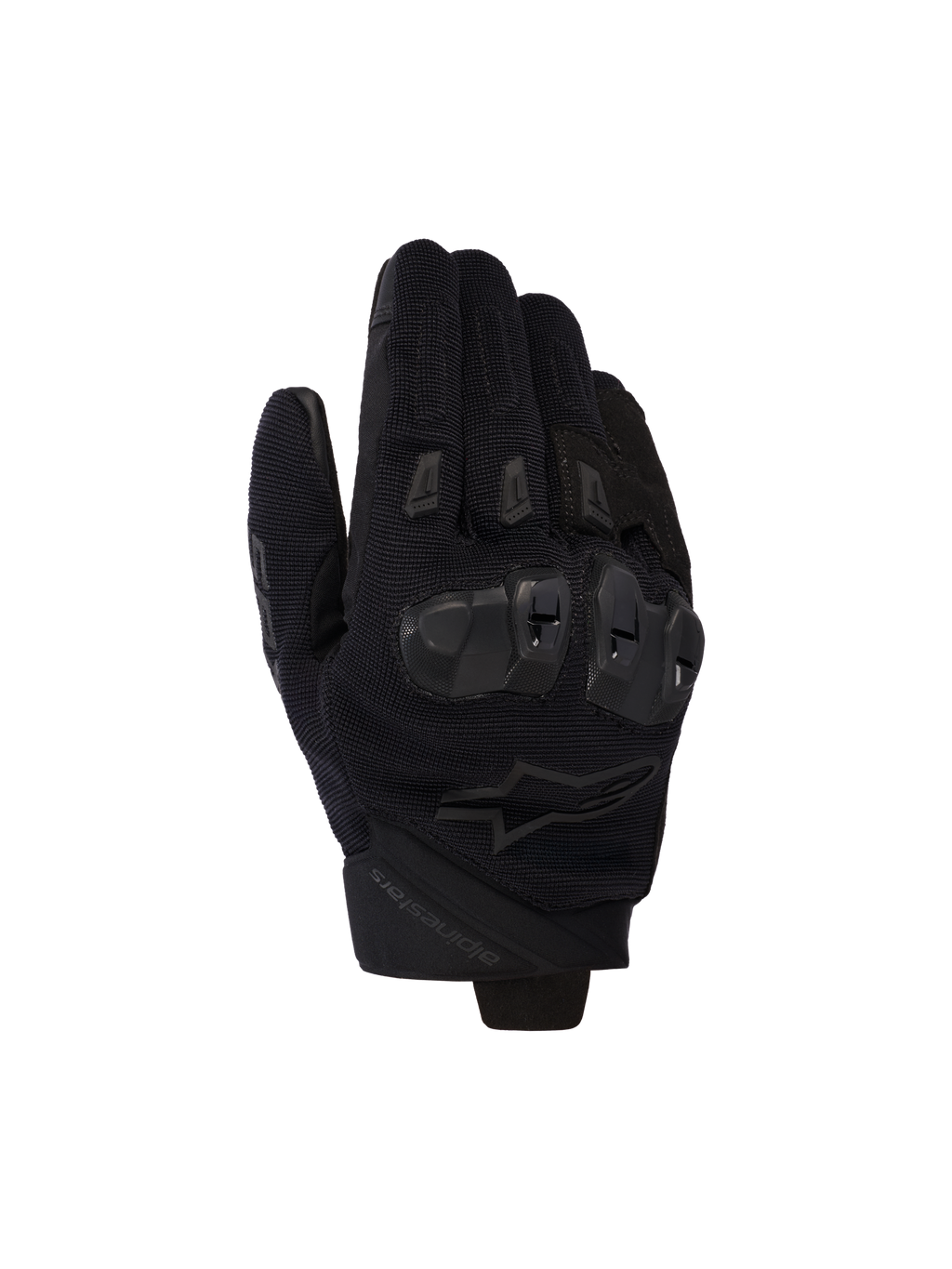 Alpinestars SP X 5 Air handschoenen, zwarte motorhandschoenen, stretch 3D-mesh bovenhand met TPU-knokkelbescherming met dubbele dichtheid, kort manchetontwerp, geventileerde vingersliders, ergonomische sportieve rijprestaties