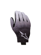 Alpinestars Reef V2 handschoenen, motorhandschoenen, grijs naar zwart kleurverloop, wit sterlogo en merknaam op de wijsvinger, urban design met kort manchet, TPU-knokkelbescherming en stretchtextiel