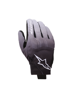 Alpinestars Reef V2 Gloves, Motorcycle Gloves, Mid Gray and Black gradient, White Star Logo and brand name on index finger, short cuff urban design with TPU knuckle protection and stretch textile