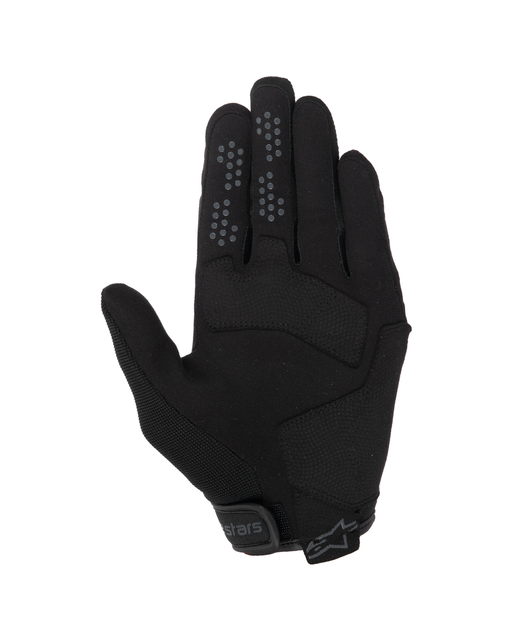 Alpinestars Chrome V2-handschoenen, Urban motorhandschoenen, Black Asphalt, handpalm-aanzicht met constructie van synthetisch suède, siliconen gripstippen op de wijs- en middelvinger, en verstelbare klittenbandsluiting bij de manchet.