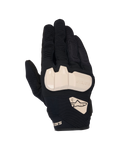 Alpinestars Chrome V2 handschoenen, motorhandschoenen, zwart met beige accenten, bovenaanzicht met TPU-knokkelbescherming, constructie van mesh en stretchstof, accordeonpanelen op de vingers
