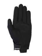 Alpinestars MM93 Reef V2 handschoenen, zwart synthetisch suède handpalm, gewatteerde palmversterking, touchscreen-compatibele vingertoppen, klittenbandsluiting bij de pols met wit logo