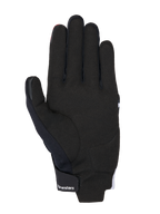 Alpinestars MM93 Reef V2 Handschoenen, handpalm-aanzicht, zwart met felrode en witte accenten, voorzien van synthetische suède palm, gewatteerde versterkingen en klittenbandsluiting bij de pols met Alpinestars-branding, moderne urban motoruitrusting