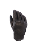 Alpinestars Mustang V3 lederen handschoenen, urban motorhandschoenen, donkerbruin en zwart, voorzien van lasergeperforeerd geitenleer, geïntegreerde knokkelbescherming en geëmbosseerd logo, kort manchetontwerp