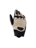 Alpinestars Mustang V3 leren motorhandschoenen, motorhandschoenen, bruin en zwart, geperforeerd geitenleer voor ventilatie, kort manchet urban design met beschermende knokkelpadding en geëmbosseerd logo