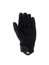 Alpinestars Tracker Gloves, Motorcycle Gloves, Black, palm view featuring synthetic suede with reinforced padding, short cuff with hook and loop closure, urban riding gear