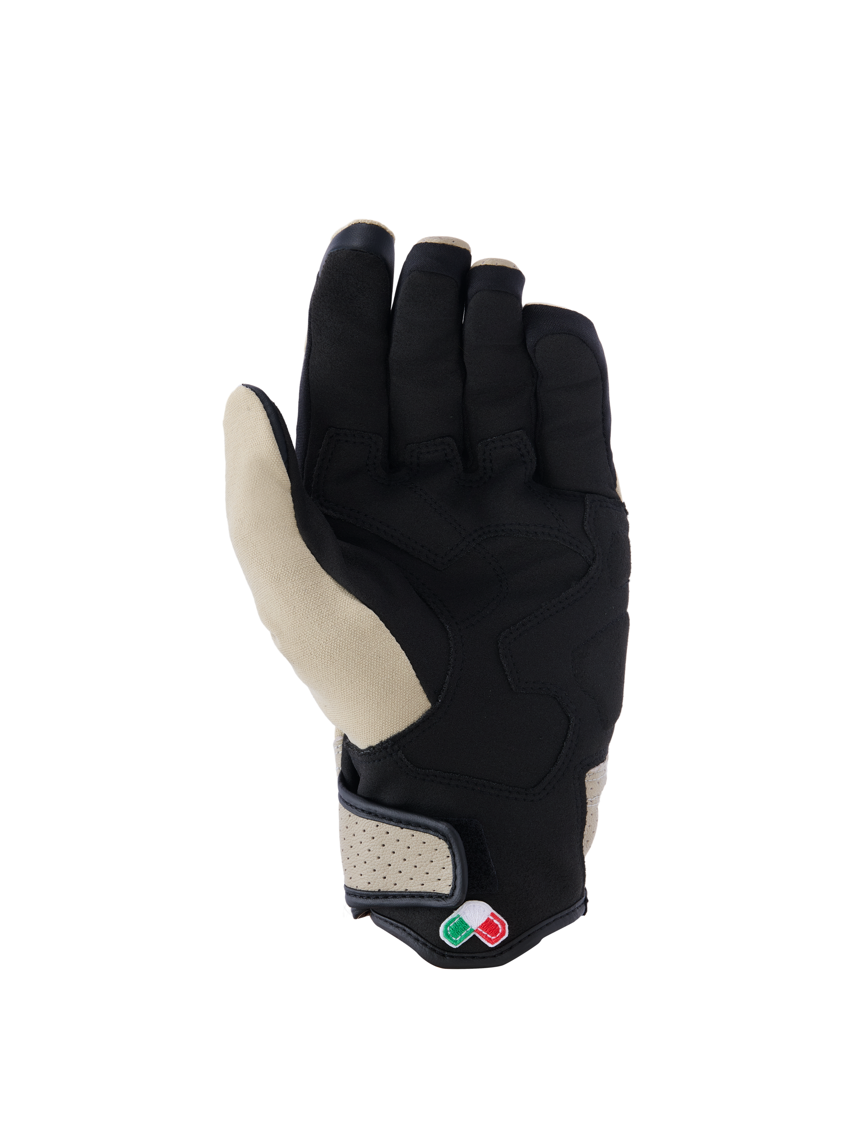 Alpinestars Tracker Gloves, Urban Motorcycle Gloves, Aluminum and Black, palm view featuring synthetic suede construction with padded reinforcements, perforated leather cuff, and short cuff design.