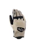 Alpinestars Tracker Gloves, Motorcycle Gloves, Beige and Black, featuring perforated leather, black accordion stretch inserts, and 1963 heritage logo patch, urban workwear style
