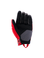 Alpinestars Durack handschoenen, motorhandschoenen, felrood en middengrijs, handpalmweergave met synthetisch suède constructie, zwarte handpalm met grijze verstevigingspatch, rode zijpanelen en treklus bij de pols