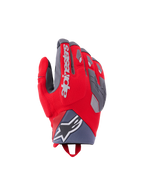 Alpinestars Durack handschoenen, motorhandschoenen, helderrood en middengrijs, voorzien van gedeelde knokkelbescherming met grijze TPR-accenten, wit Alpinestars-logo op de handrug, neopreen polsmanchet met ster-logo en een performance adventure-ontwerp