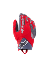 Alpinestars Durack handschoenen, motorhandschoenen, helderrood en middengrijs, voorzien van gedeelde knokkelbescherming met grijze TPR-accenten, wit Alpinestars-logo op de handrug, neopreen polsmanchet met ster-logo en een performance adventure-ontwerp